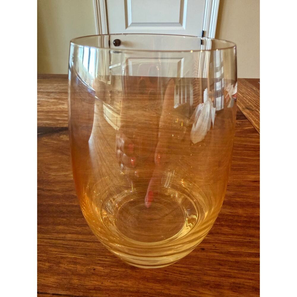 Stemless Wine Glasses Set Of 6 Gold 
Yellow Amber Tinted Thin Rim Glass - Picture 9 of 9